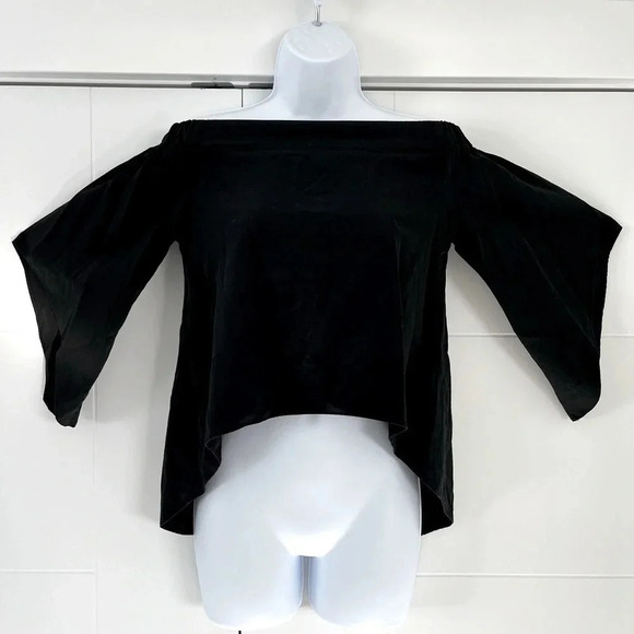 Runaway/💰2 FOR $10💰 Black open back/ Off shoulder top/ Flared arms/ Size US XS/2 - Picture 2 of 12